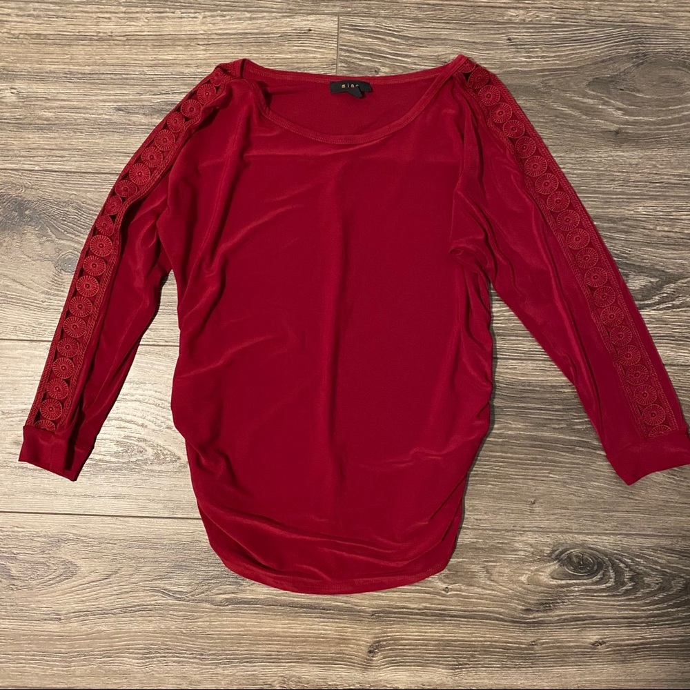 Red Top with Sleeve Design